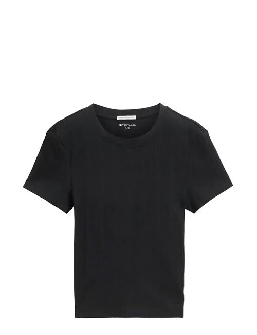 Cropped Rib T-Shirt Tom Tailor Black