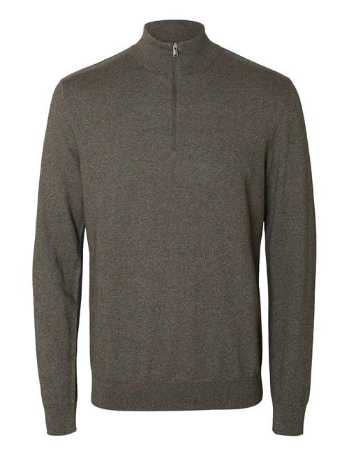 Slhberg Half Zip Cardigan Noos Selected Brown