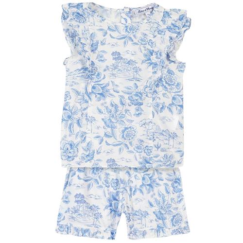 Tartine et Chocolat Blomstret Top Og Shorts-set Hvid 5 Y  Blå  5 år  kvinde