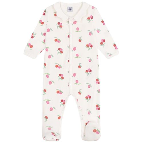 Petit Bateau Fruits Onesie Med Kronbladskrave Marshmallow Multicolor 12 months  Hvid  12 måneder  kvinde