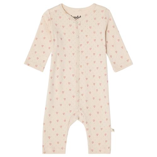 Buddy & Hope GOTS Gunnar Hjertemønstret Heldragt Cremefarvet 86/92 cm  Hvid  86/92 cm  Unisex