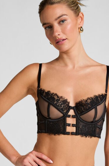 Hunkemöller Ikke-formstøbt longline bøjle-bh Nienke sort