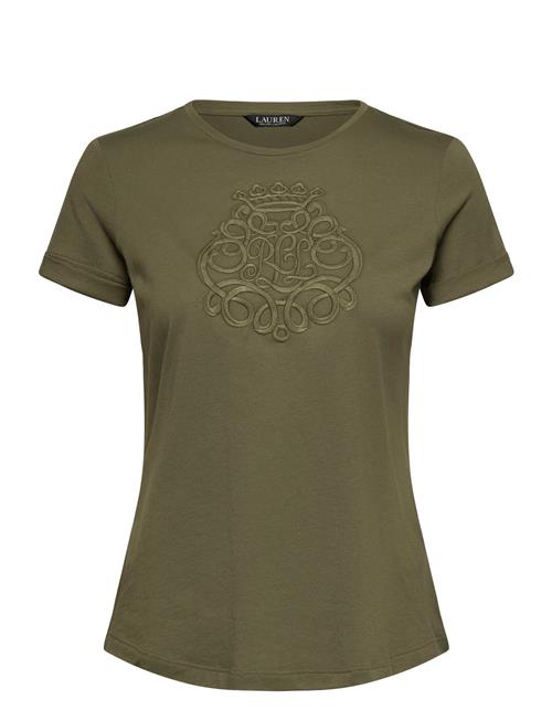 Embroidered-Logo Cotton Jersey Tee Lauren Ralph Lauren Khaki