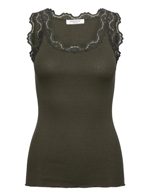 Rwbabette Silk Sl U-Neck Long Lace Rosemunde Khaki