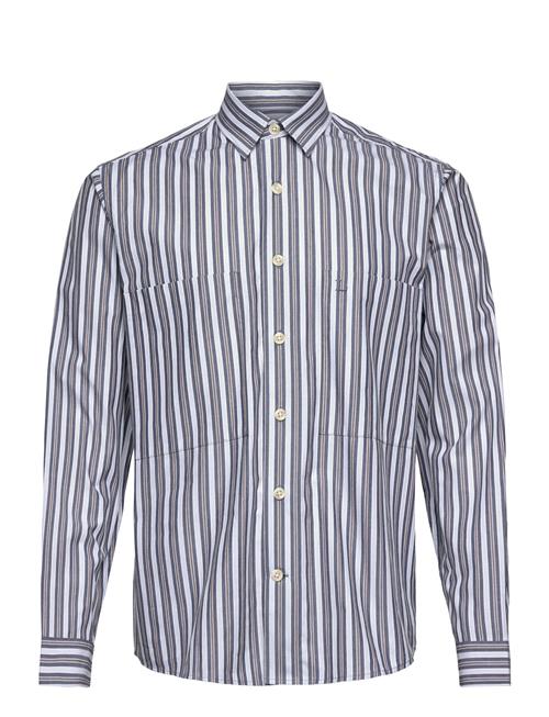 Fine Striped L/S Shirt Lindbergh Blue