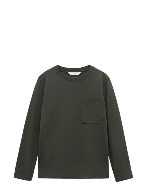Long-Sleeved T-Shirt With Pocket Mango Khaki