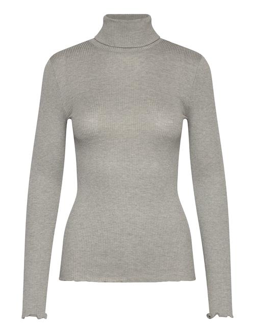 Rwbeatha Silk Ls Rollneck T-Shirt Rosemunde Grey