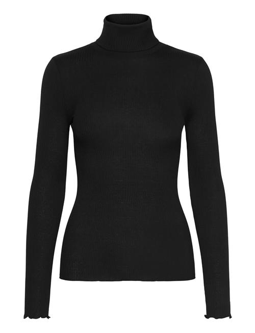 Rwbeatha Silk Ls Rollneck T-Shirt Rosemunde Black