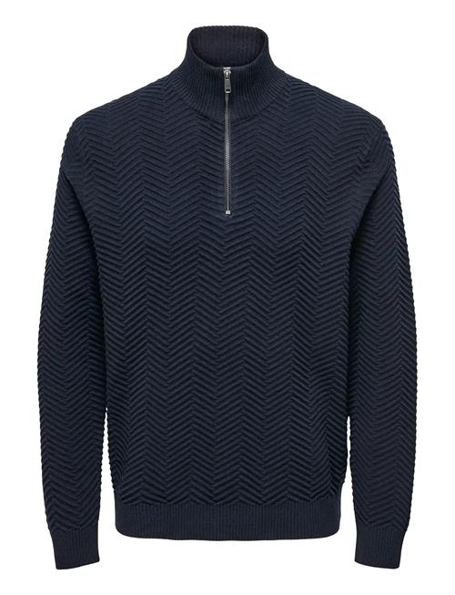 Onsmace Reg Herringb Half Zip Knit Ns ONLY & SONS Navy