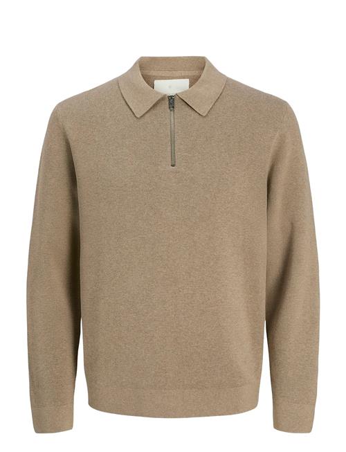Jack & Jones Jprblamilano Stitch Knit Zip Polo Sn Jack & J S Beige