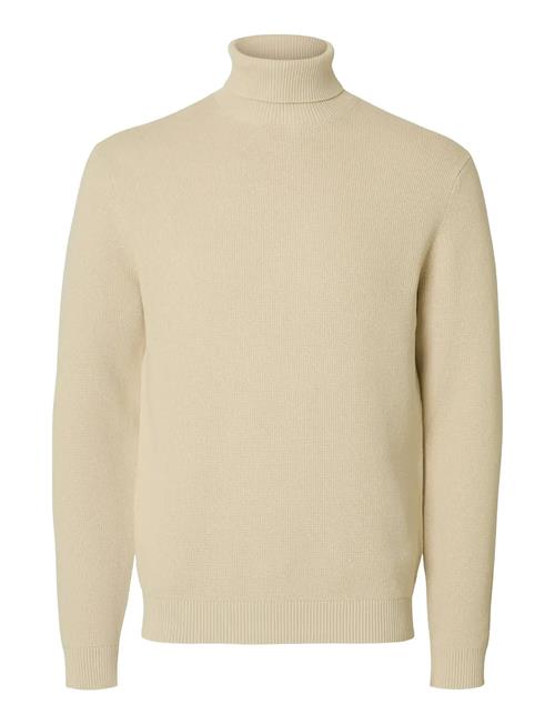 Slhdane Ls Knit Structure Roll Neck Noos Selected Cream