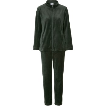 Damella Velour Plain Suit Mørkgrøn  Small Dame