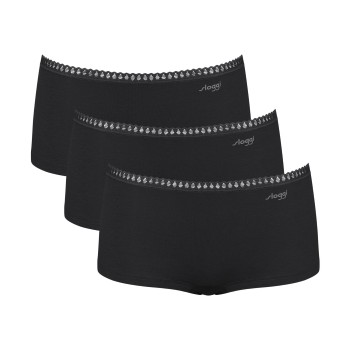 Sloggi Trusser 3P GO Crush Hipster Shorts Sort bomuld X-Small Dame