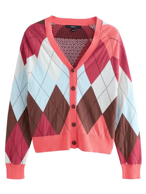 Next Cardigan  lyseblå / mørkebrun / lys pink / hvid