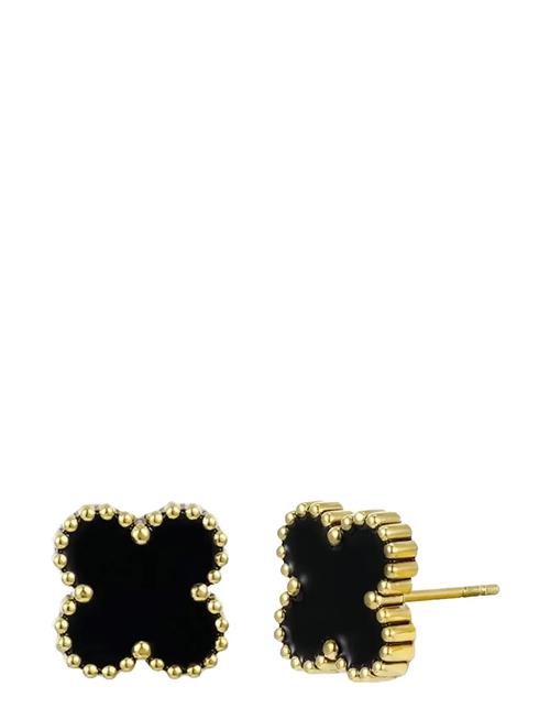 Clover Enamel Enamel Black/Gold Bud To Rose Gold