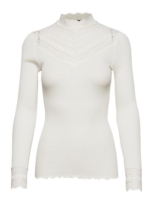 Rwbenita Silk Ls Lace T-Neck T-Shi Rosemunde Cream