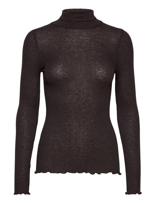 Rwburlington Wool Ls T-Neck T-Shirt Rosemunde Brown