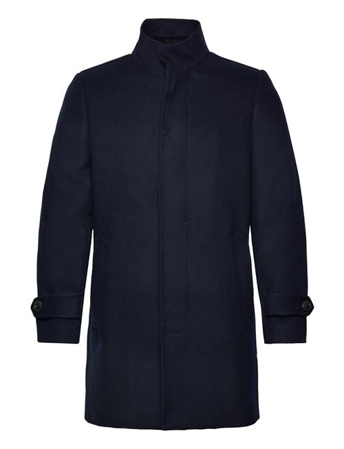 Recycled Wool Funnel Neck Coat Lindbergh Navy