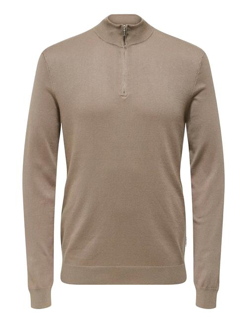 Onswyler Life Reg 14 Half Zip Knit Noos ONLY & SONS Beige