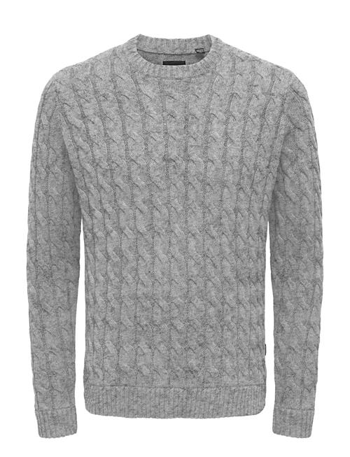Onskicker Life Reg 3 Cable Crew Knit ONLY & SONS Grey