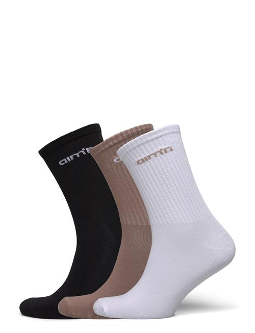 Black/White/Espresso Aim'n Logo Socks 3-Pack Aim´n Patterned