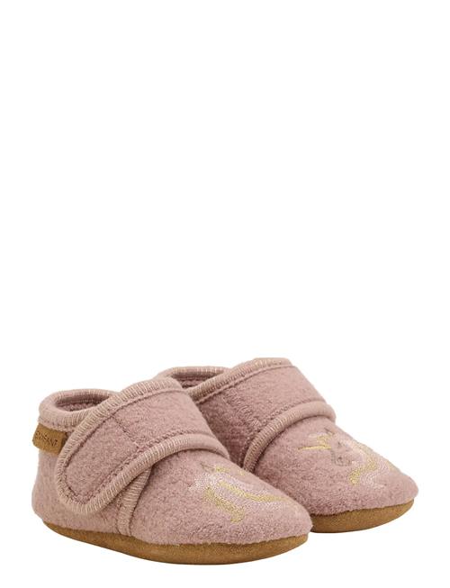 Wool Slippers W. Embroidery En Fant Pink