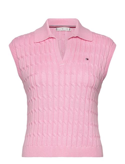 Co Cable Mid Gg Open Polo Vest Tommy Hilfiger Pink