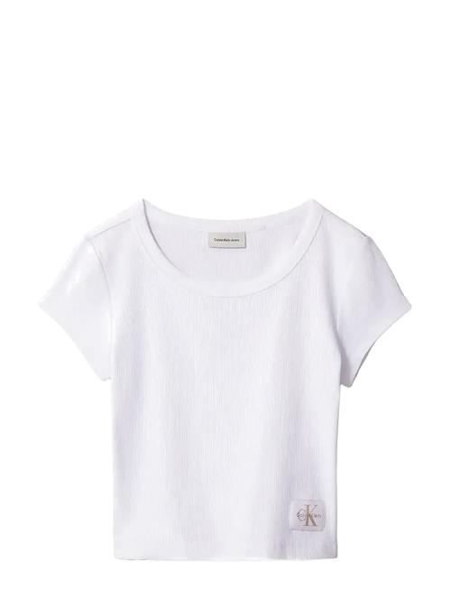 A- Woven Label 2X2 Rib Baby Tee Calvin Klein Jeans White