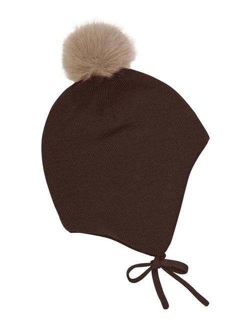 Hat W. Detachable Fake Fur Minymo Brown