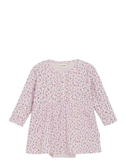 Dress Ls Aop Rib Minymo Pink
