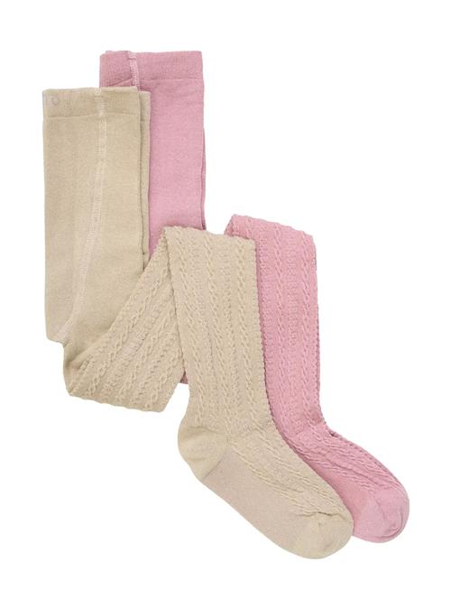 2-Pack Stockings W. Pattern Minymo Pink
