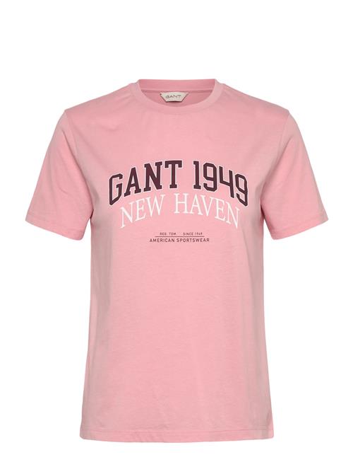 Reg Cotton Arch Print Ss T-Shirt GANT Pink