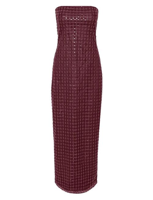 Beaded Maxi Tube Dress ROTATE Birger Christensen Burgundy