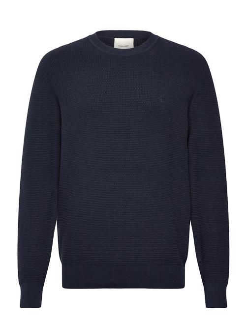 Ls Texture Cttn Crewnk Sweater 1 Calvin Klein Navy