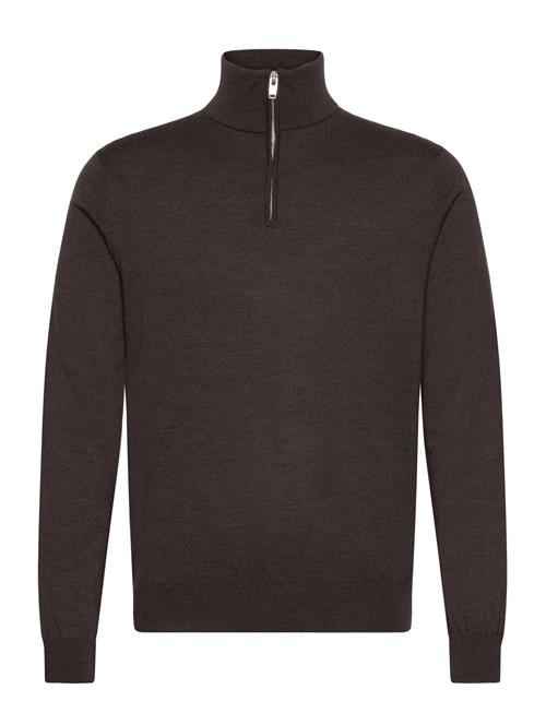 100 Merino Half Zip Knit Lindbergh Black Brown