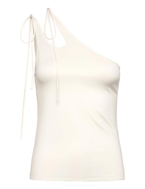 Asymmetric Tie Jersey Tank Top Monki White