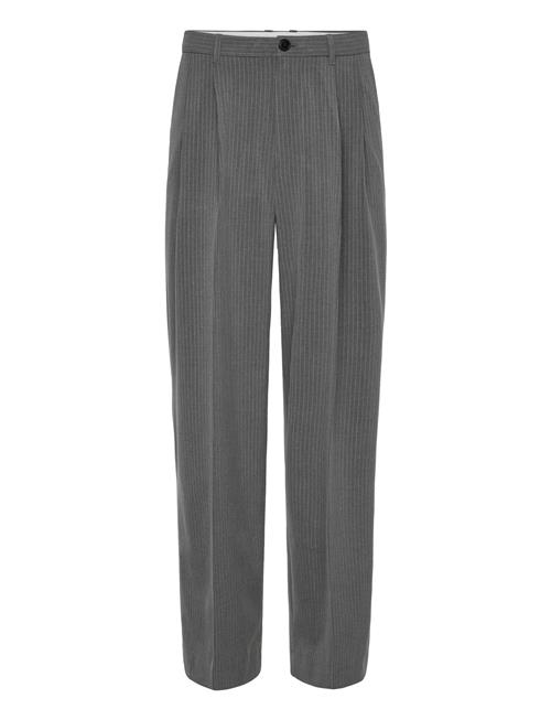 Loose Fit Pleated Suit Trousers Weekday Grey