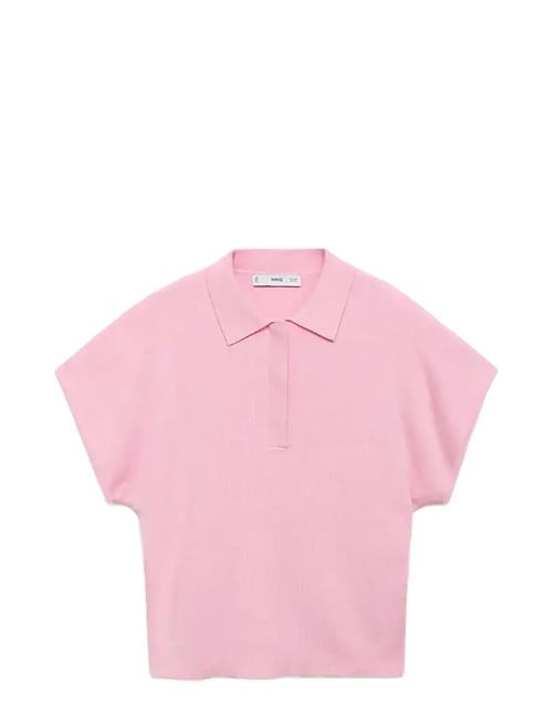 Short-Sleeved Polo-Neck Sweater Mango Pink