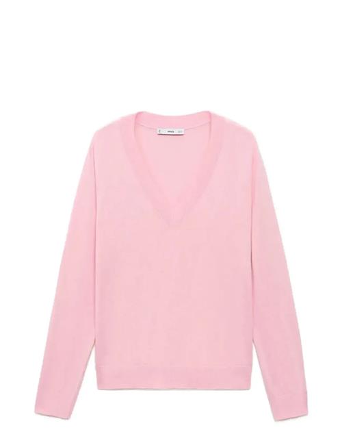 Fine-Knit V-Neck Sweater Mango Pink