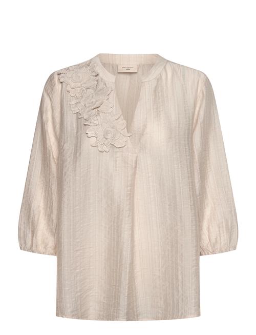 Blouse From Freequent In A Beautiful, Textured Material. The Blouse Has Three-Qu FREE/QUENT Cream