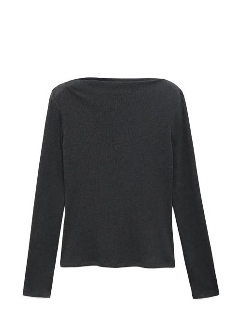 Long-Sleeved Boat-Neck T-Shirt Mango Black