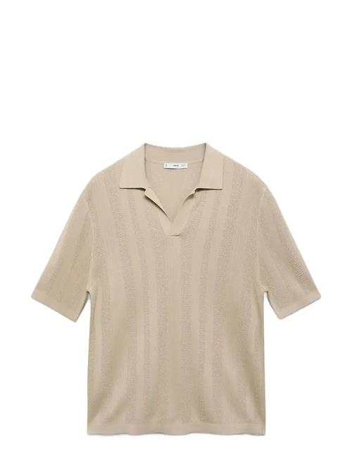 Ribbed Knit Polo Shirt Mango Cream