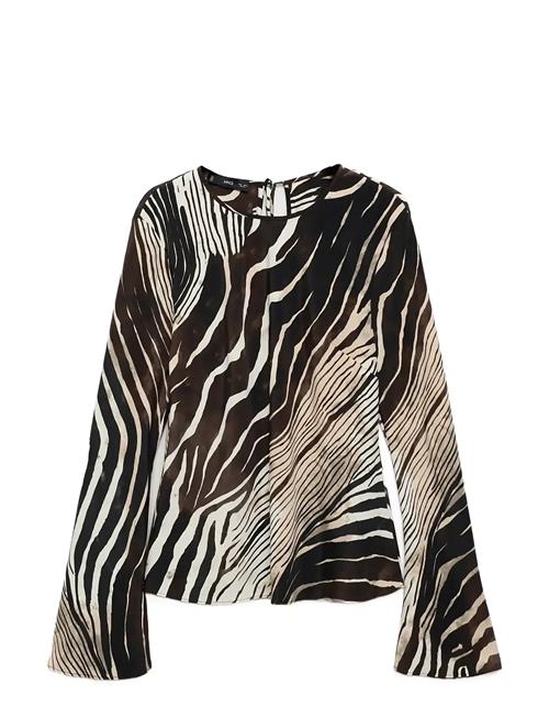 Zebra Print Blouse Mango Black