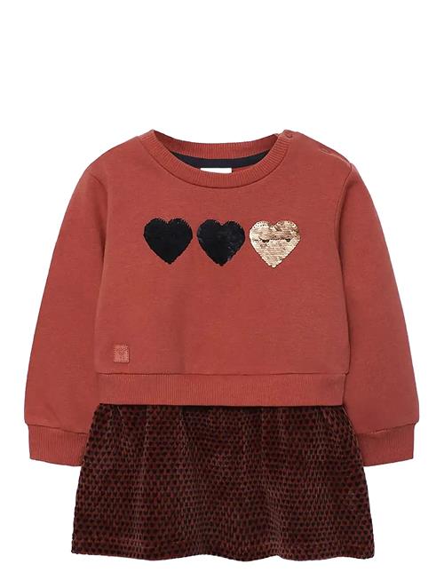 Fleece Combined Dress Boboli Red