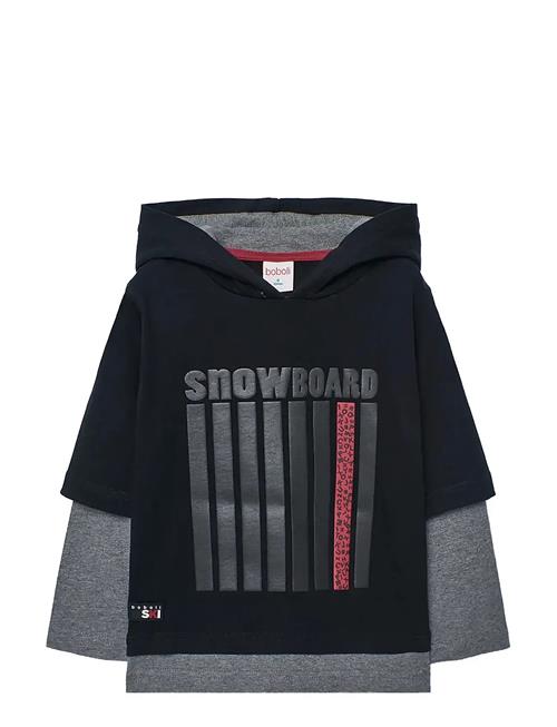 Knit Hooded T-Shirt Boboli Black