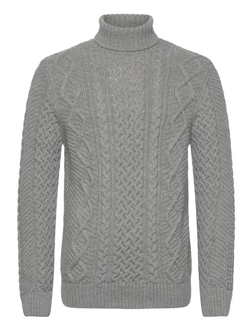 Jacob Cable Roll Neck Jumper Superdry Grey