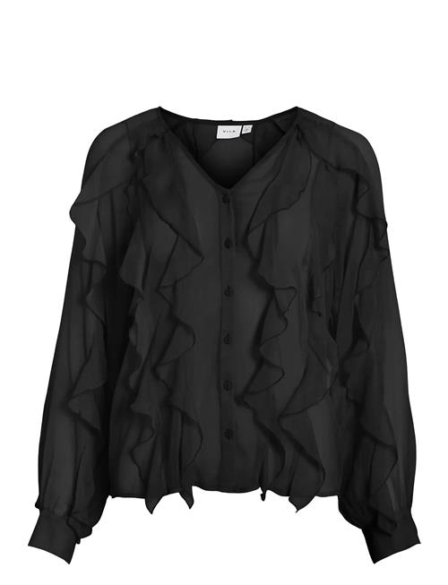 Vimitalla V-Neck L/S Flounce Shirt Vila Black