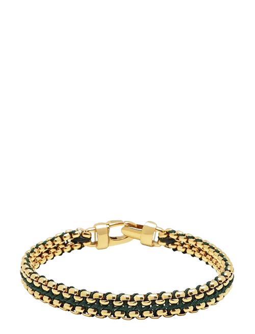 Men's Green Woven 8Mm Box Chain Bracelet In Gold Nialaya Gold