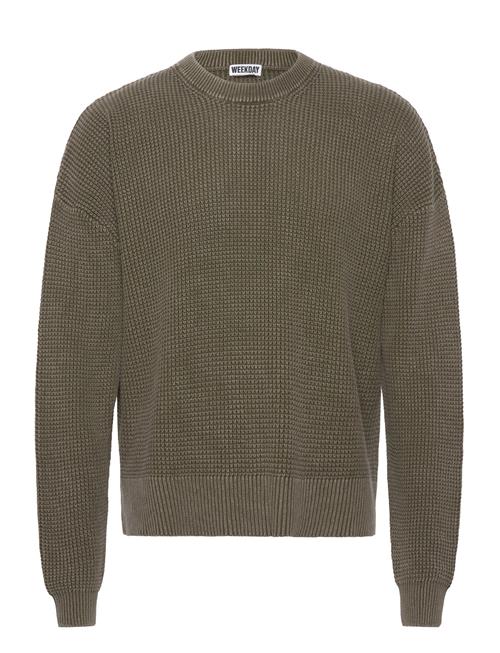 Boxy Cotton Sweater Weekday Khaki