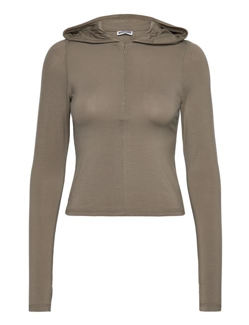 Slim Fit Lyocell Zip Hoodie Weekday Khaki